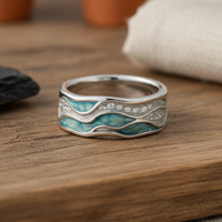 Bague en Argent avec Ondes Turquoises