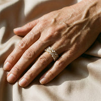 Bague ajustable vintage avec perles et cristaux dorés (Ajustable)