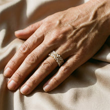 Bague ajustable vintage avec perles et cristaux dorés (Ajustable)