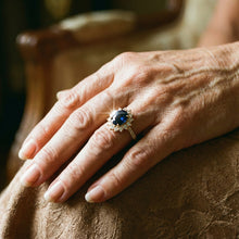 Bague avec Zirconia Bleue Foncée Brillante
