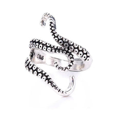 Bague ajustable en argent avec tentacules