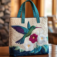Sac Floral Matelassé Colibri et Fleur Blanche – Deux Tailles