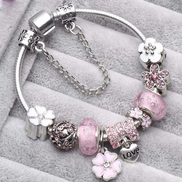 Bracelets vintage en argent rose