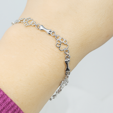 Bracelet avec Pendentifs de Patte de Chien et Os en Argent Pur