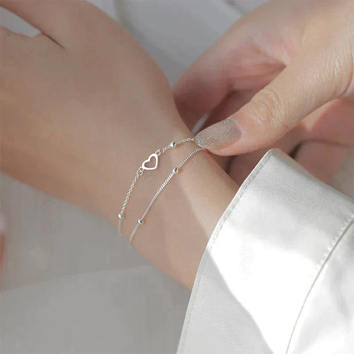 Bracelet ajustable avec cœur en argent