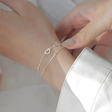 Bracelet ajustable en argent avec cœur