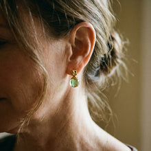 Boucles d'oreilles vintage avec cristal vert en or