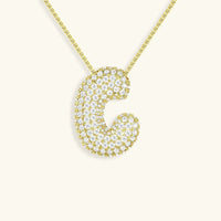Collier en Diamants avec Initiale en Bulle
