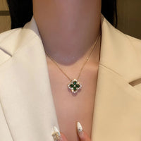 Collier Émeraude Brillant Trèfle en or