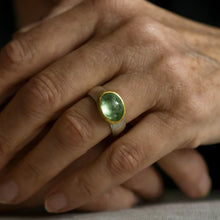 Bague vintage verte avec pierre ronde