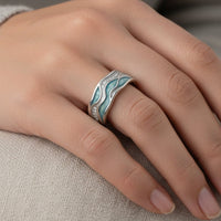 Bague en Argent avec Ondes Turquoises