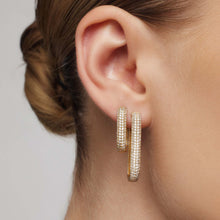 Boucles d'oreilles en anneau avec icône de diamant | Or