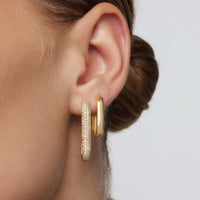 Boucles d'oreilles grandes créoles icône diamant | Or