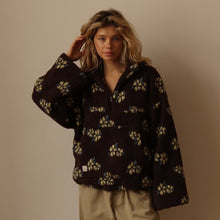 Veste en Fleece Floral Surdimensionnée avec Zip Demi