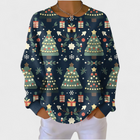 Fanny - Pull bleu foncé à motif sapin de Noël