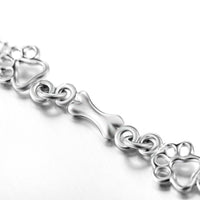 Bracelet avec Pendentifs de Patte de Chien et Os en Argent Pur