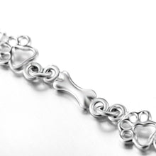 Bracelet avec Pendentifs de Patte de Chien et Os en Argent Pur