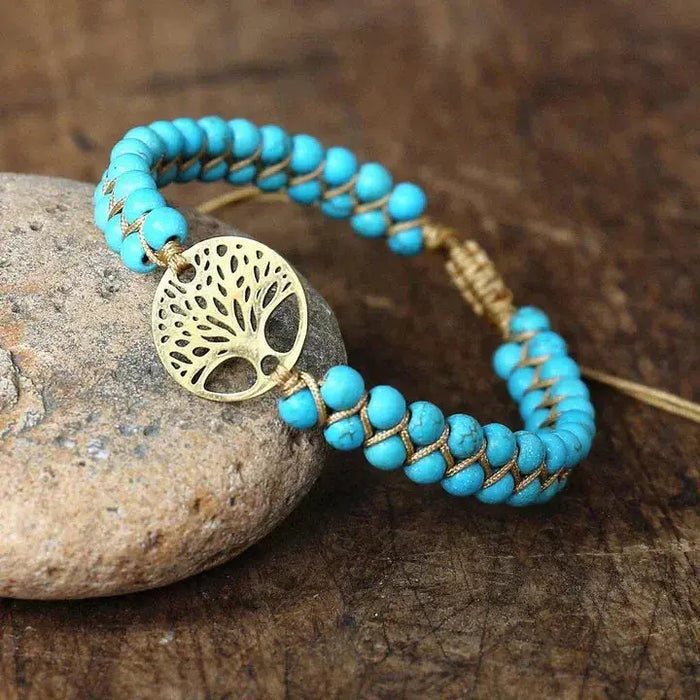 Bracelet Arbre de la Vie Artisanale en Pierre Turquoise
