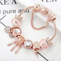 Bracelet Attrape-Rêves Rose avec pendentifs en argent