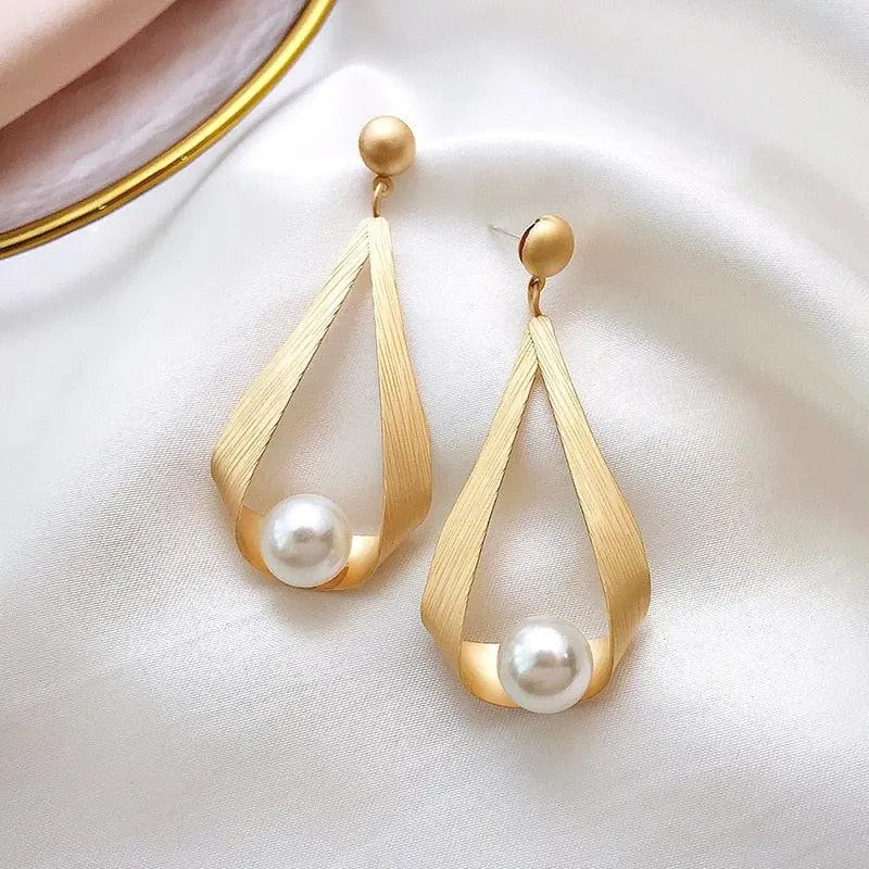 Boucles d'oreilles avec cristaux et perles rondes