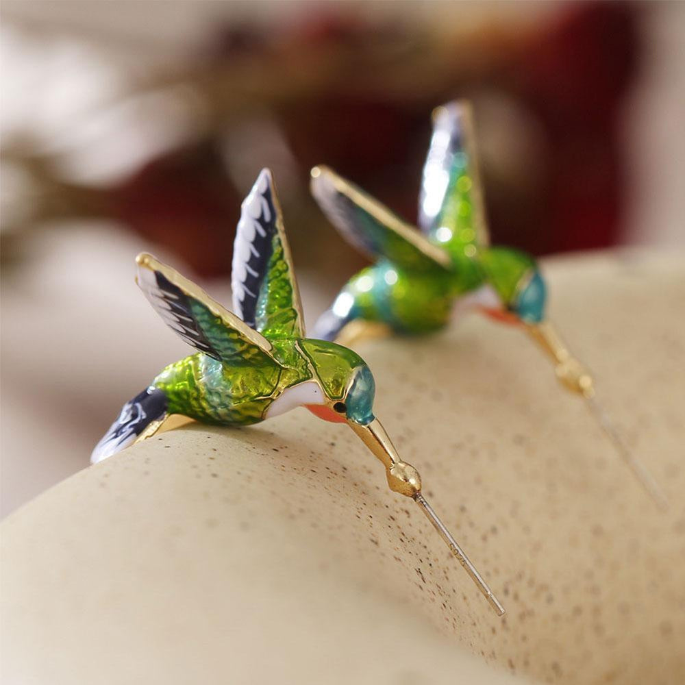 Boucles d'oreilles créatives exclusives en forme de colibri
