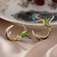 Boucles d'oreilles créatives exclusives en forme de colibri