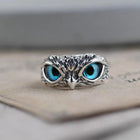 Bague ajustable Hibou de la bonne chance en argent avec opale