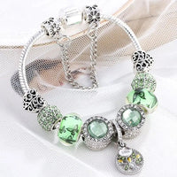Bracelet en argent et cristal vert