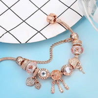Bracelet Attrape-Rêves Rose avec pendentifs en argent