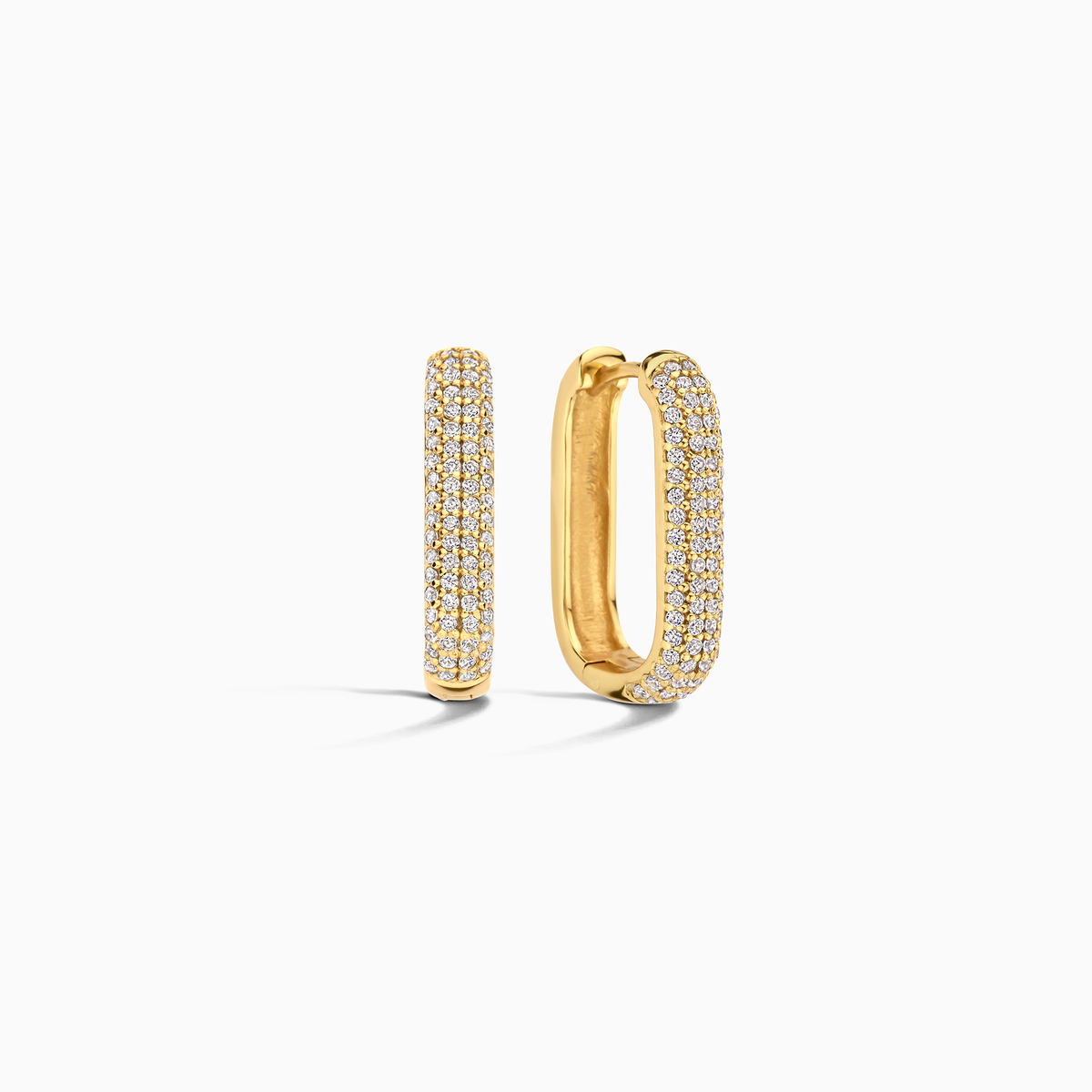 Boucles d'oreilles en anneau avec icône de diamant | Or