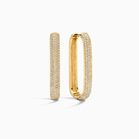 Boucles d'oreilles grandes créoles icône diamant | Or