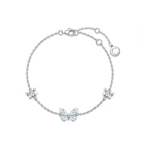 Bracelet en Argent Papillon Bleu qui Brille dans l'Obscurité