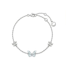 Bracelet en Argent Papillon Bleu qui Brille dans l'Obscurité