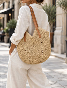 Sac fourre-tout en paille pour femme