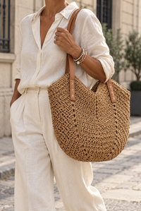 Sac fourre-tout en paille pour femme