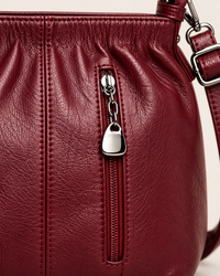 Sac À Main Décontracté Plissé Seau Cuir Souple
