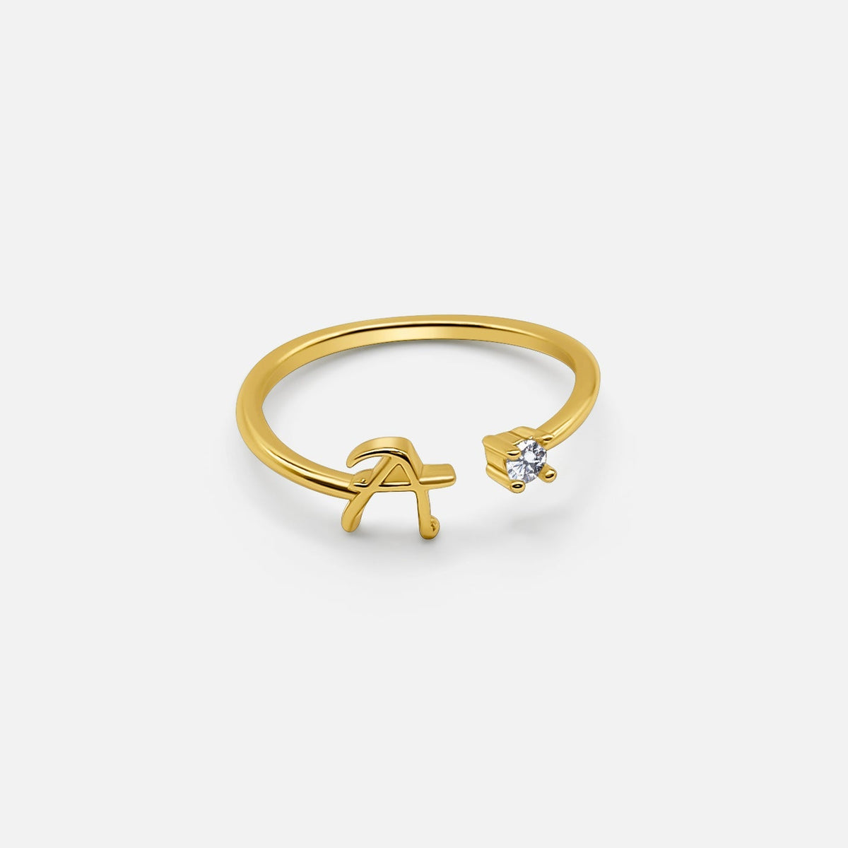 Bague en Or avec Lettre Personnalisée (Ajustable)