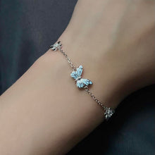 Bracelet en Argent Papillon Bleu qui Brille dans l'Obscurité