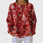 Karla - Pull rouge à motif nordique de Noël