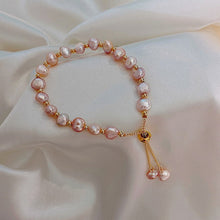 Bracelet de perles roses en or