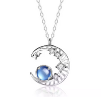 Collier en pierre de lune - Pendentif lune