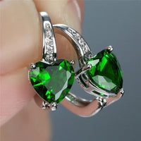 Boucles d'Oreilles Cœur Vert Lunaire