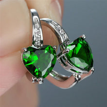 Boucles d'Oreilles Cœur Vert Lunaire