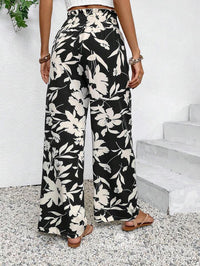 Theodora | Pantalon Large à Taille Haute Décontracté à Motif Floral pour Femme