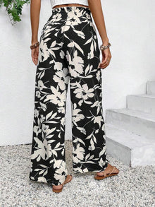 Theodora | Pantalon Large à Taille Haute Décontracté à Motif Floral pour Femme