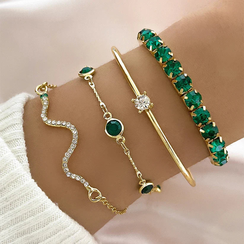 Ensemble de Bracelets Émeraude Pure