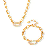Ensemble de Bijoux Chaîne Maillon Pavé | Or