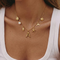 Collier Océan avec Lettre en Or