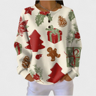 Olivia - Pull crème à motifs de Noël
