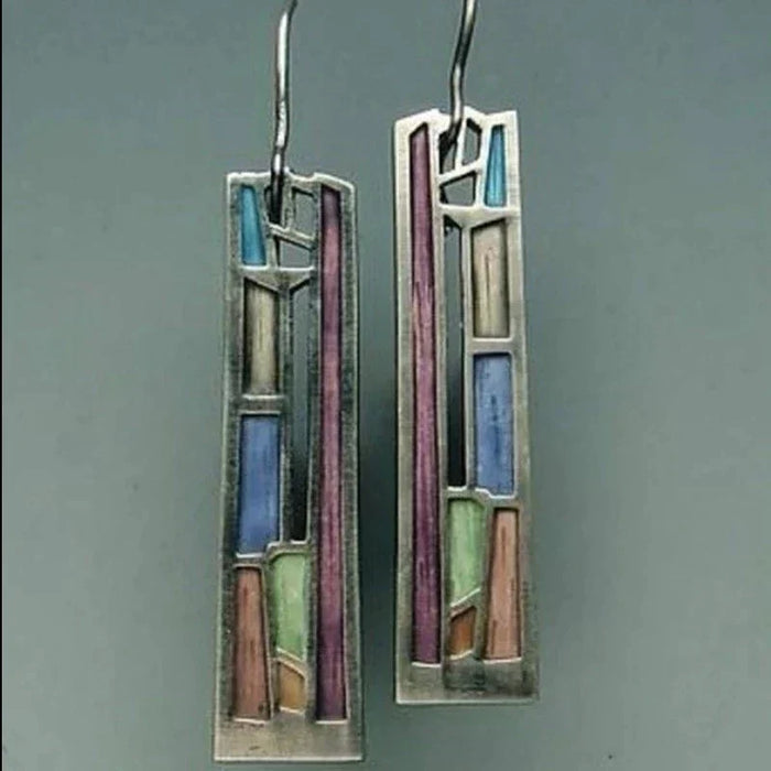 Boucles d'oreilles vintage argentées de couleurs